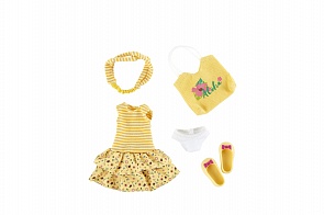 Одежда и обувь для куклы Джой Kruselings 23 см. - Летний желтый наряд (Kathe Kruse, 0126883)